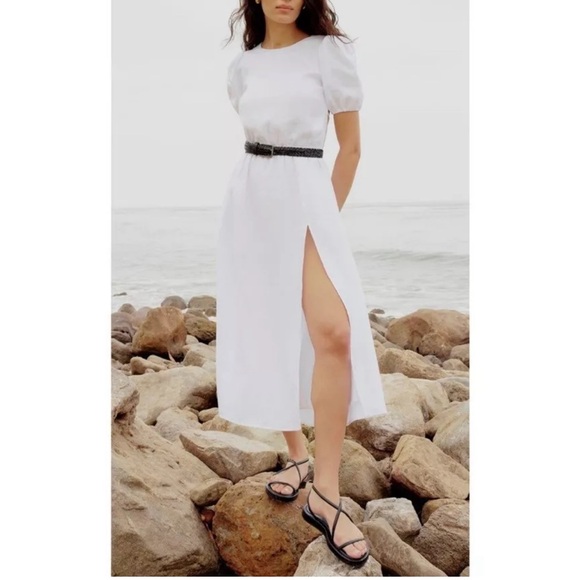 Reformation Anneliese linen open back short sleeve midi dress white - Picture 12 of 12